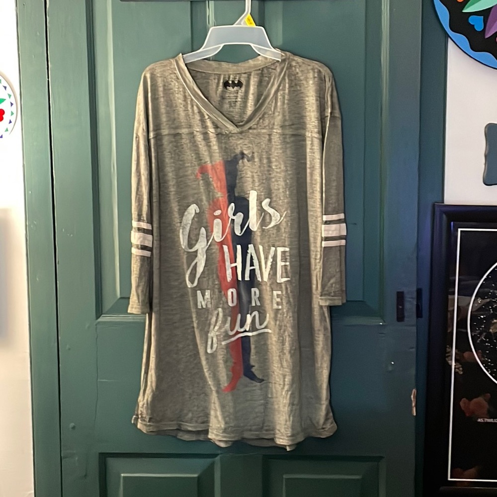 Batman “Girls Have More Fun” Harley shirt. Gray Unisex XL.